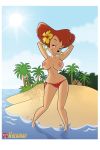  anthro areola beach big_breasts breasts cleavage dog ear_piercing erect_nipples female furry goof_troop hackman23 looking_at_viewer milf mother nipples parent peg_pete piercing smile solo topless 