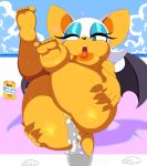  1girl after_sex anthro bat beach big_breasts breasts cum cum_in_pussy cum_inside eyeshadow female_focus female_only furry hoshime lipstick outside rouge_the_bat sega tagme 