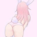  1girl ass bent_over bunny_ears bunny_tail bunnysuit ears female_only long_hair pink_hair solo solo_female tail thighhighs underwear 