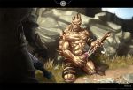 bara cum cumshot humanoid male male_only masturbation muscle nude penis solo_focus sword todex weapon