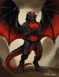  dragon furry jockstrap male red_eyes solo 