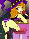  1_girl 1girl 2020 adagio_dazzle adagio_dazzle_(eg) ass bare_shoulders bent_over boots corset equestria_girls female female_only friendship_is_magic halloween halloween_costume hat horizontal-striped_panties horizontal_stripes looking_at_viewer my_little_pony panties partially_clothed presenting_hindquarters solo striped_panties 
