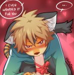 blonde_hair blush bow couple cum cute feline fellatio furry hair heart humanoid_penis male male_only oral oral_sex penis pov powfooo ribbons sex stripes tay tiger valentine&#039;s_day yaoi