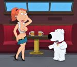  breasts brian_griffin erect_nipples family_guy high_heels lois_griffin miniskirt no_panties thighs 