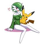  :3 breasts clothed_pokemon gardevoir green_hair high_res pikachu pokemon red_eyes ss2_(artist) sssonic2 stuffed_toy sweater 