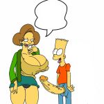 1boy 1girl bart_simpson big_breasts blue_pants brown_hair clothes color edit edna_krabappel female hair huge_breasts huge_cock human male maxtlat miniskirt older_female pants pantyshot penis skirt smile standing straight tagme teacher teacher_and_student textless the_simpsons yellow_hair yellow_skin younger_male 