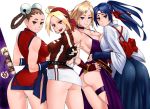  6+girls anger_vein ass bandana bandanna bare_shoulders bell big_ass blonde_hair blue_hair bonne_jenet braid breast_press breasts brown_hair chinese_clothes choker cleavage dougi earrings fatal_fury fingerless_gloves from_behind gloves hair_bell hair_ornament hair_rings headband huge_ass japanese_clothes jewelry king_(snk) king_of_fighters large_breasts li_xiangfei malin mark_of_the_wolves miniskirt multiple_girls panties pencil_skirt ponytail ryuuko_no_ken shiranui_mai side_slit skirt snk solid_air symmetrical_docking the_king_of_fighters thigh_strap toudou_kasumi twin_braids underwear v yuri_sakazaki zonda_(solid_air) 