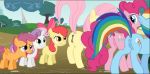 apple_bloom cute cutie_mark cutie_mark_crusaders fluttershy friendship_is_magic my_little_pony pinkie_pie pussy rainbow_dash scootaloo sweetie_belle tail yuri 