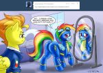  ass blush butt caught english_text equine female friendship_is_magic frown horse my_little_pony pegasus pony rainbow_dash smile spitfire text tight_clothing timber_(artist) wings wonderbolts_(mlp) 