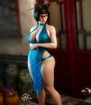  1girl 1girl 1girl 3d alluring asian big_breasts blizzard_entertainment breasts brunette cleavage curvy female_only glasses hair_bun hairpin hips huge_breasts legs mei-ling_zhou mei_(overwatch) outside overwatch panties qipao revealing_clothes sexy sleeveless slut standing thick thick_thighs wide_hips 