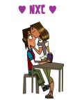 black_eyes blushing breasts brown_hair brown_skin cartoon_network courtney_(tdi) dark-skinned_female freckles hourglass_figure latina noah_(tdi) short_hair thick_ass thick_legs thick_thighs total_drama_island