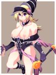  1girl bare_shoulders big_breasts black_gloves blonde_hair blush_stickers boots breasts choker disembodied_penis duel_monster elbow_gloves gloves handjob hat highres kumo-g leotard long_hair magi_magi_magician_gal magic_penis nipples o-ring_top penis purple_eyes solo staff uncensored wand yu-gi-oh! yuu-gi-ou yuu-gi-ou_duel_monsters yuu-gi-ou_zexal 