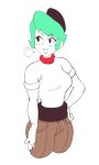  1girl buttholemagick graciela_(buttholemagick) green_hair short_hair standing thick_thighs tight_clothing tight_pants 