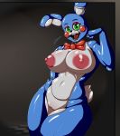  anthro artist_signature ass big_breasts blue_skin bowtie breasts bunny five_nights_at_freddy&#039;s five_nights_at_freddy&#039;s_2 genderswap green_eyes hb-viper huge_breasts lagomorph large_areolae leaning_on_elbow looking_at_viewer multicolored_skin open_mouth pussy red_cheeks robot thick_thighs toy_bonnie_(fnaf) white_skin 