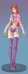 1girl alternate_costume dc_comics dcau female_only full_body green_eyes hvond nipples red_hair solo solo_female starfire tall_image teen_titans torn_clothes