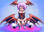  breasts capcom darkstalkers female lilith_aensland open_mouth purple_hair red_eyes rir tongue vampire_(game) 