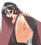  1girl angry ass ass_grab bare_shoulders bent_over black_hair bleach breasts brown_eyes censored hair_between_eyes hand_on_ass hand_on_butt japanese_clothes kimono kuchiki_rukia looking_back morisaki_hichimi presenting pussy rukia_kuchiki short_hair solo sweat 