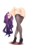  1girl ass bent_over breast female female_only friendship_is_magic high_heels humanized long_hair looking_at_viewer mostly_nude my_little_pony no_panties pussy rarity rarity_(mlp) solo standing stockings 