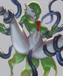 1girl arm_grab bottomless breasts creatures_(company) drooling female_focus forced game_freak gardevoir gen_3_pokemon green_hair held_up leg_grab lips moaning monster_girl nintendo open_mouth pokemon pussy pussy_juice rape red_eyes restrained saliva shiny shiny_skin short_hair spread_legs tears tentacle_sex tentacles thigh_grab thighs tongue uncensored unfairr vaginal