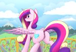  1girl alicorn anus ass cutie_mark female female_only friendship_is_magic horn looking_at_viewer my_little_pony nude outdoor outside pony presenting_hindquarters princess_cadance pussy solo standing tail three-tone_hair wings 