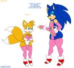  anthro blue_eyes blue_hair bulge canine crossdressing ear_piercing english_text erection fox girly green_eyes habbodude hair hedgehog male miles_&quot;tails&quot;_prower orange_hair penis piercing sega sonic_(series) sonic_the_hedgehog text thecon 