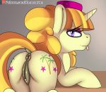  1_girl 1girl anus ass cutie_mark female female_only female_unicorn friendship_is_magic horn looking_at_viewer my_little_pony nude pony presenting_hindquarters pussy raised_tail solo tail tongue_out tropical_dream_(mlp) unicorn 