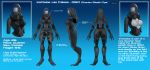 alien ass breasts english_text female mass_effect model_sheet nipples quarian suit teqa text