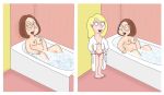  bathroom bathtub blonde_hair breasts brown_hair connie_d&#039;amico family_guy glasses masturbation meg_griffin nipples nude robe tabbypurrfume thong yuri 