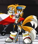  blush breasts c3 clothing cute eyewear female furry genderswap girl gloves goggles jet mature miles_&quot;tails&quot;_prower millie_tailsko multiple_tails panties panting sega shirt shoes shorts sonic_(series) sweat tail tails thong underwear white_crest wrench wrings x_tornado 