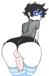  ass digital_media_(artwork) glasses john_egbert looking_at_viewer male_only penis solo stockings testicles white_background 