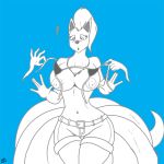 big_breasts blue_background bra breasts canine clothing curvaceous disembodied_hands female fox huge_breasts mane milf milftails navel ninetales nintendo nipples parent plain_background pokemon pokemon_(anime) pokemon_(game) pokemon_(species) pokemorph shorts sketch surprise ticklishways video_games voluptuous wide_hips zack_dragon zackdragon_(artist) zp92