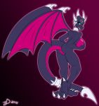 ass back big_breasts big_eyes breast_grab breasts claws collar covering covering_self cynder dragon female green_eyes hindpaw horn huge_breasts nude paws pink plump_labia pose purple_theme pussy sideboob smile solo spyro_the_dragon ticklishways wings zack_dragon zackdragon_(artist) zp92