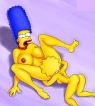  blue_hair cunnilingus huge_breasts incest lisa_simpson marge_simpson mother_and_daughter pearls pussylicking the_simpsons whoa_look_at_those_magumbos yellow_skin 