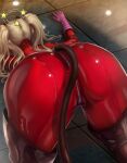  1girl 1girl ann_takamaki ass big_ass blonde_hair bodysuit dat_ass female_only gloves high_res high_resolution knocked_out latex limgae panther(p5) persona persona_5 shiny shiny_suit tail theif_suit(p5) top-down_bottom-up twin_tails 