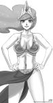  1girl bra breasts cleavage female female_human female_only friendship_is_magic hands_on_hips human humanized john_joseco long_hair looking_at_viewer monochrome my_little_pony panties partially_clothed princess_celestia slave_leia_(cosplay) solo standing underwear 
