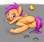  ass ball blush cement concrete cutie_mark_crusaders dragon_ball friendship_is_magic furry iizuna_(milky_walker) my_little_pony nude oze pony pussy scared scootaloo tail tears uncensored 