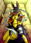 1_female 1_girl 3_fingers alternate_version anthro anthro_canine anubian_jackal anubis breasts canine cute detached_sleeves digimon egyptian female female_only female_renamon fox fur furry hot indoor mostly_nude nipples nude pharaoh pussy rena renabastet renamon solo standing toei_animation wraps