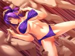  1girl 3boys 4:3 ayane ayane_(doa) bald bandeau_bikini bangs bbc bikini bikini_aside breasts breasts_apart censored clothed_female_nude_male clothed_sex collarbone curtains dark-skinned_male dark_skin dead_or_alive dead_or_alive_xtreme double_handjob dutch_angle erect_nipples fat fat_man g_kilo-byte game_cg girl_on_top group_sex hand_on_head handjob headband hetero huge_breasts huge_penis interracial large_breasts looking_at_another lying mosaic_censoring multiple_boys multiple_penises navel nipples nude on_back penis pinky_out plump purple_bikini purple_eyes purple_hair pussy_juice red_eyes reverse_cowgirl_position saberfish short_hair solo_focus spread_legs squatting standing straddling sunglasses swimsuit tecmo testicles thigh_grab underboob vaginal 