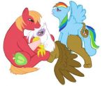 beakjob big_macintosh fellatio friendship_is_magic gilda_(mlp) my_little_pony oral penis rainbow_dash threesome