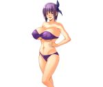  1girl alluring ayane ayane_(doa) big_breasts bikini breasts dead_or_alive g_kilo-byte large_breasts purple_hair saberfish simple_background smile solo swimsuit tecmo transparent_background 