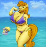  2014 anthro big_breasts bikini breasts carrot_top chubby cleavage clothed clothing cloud cutie_mark derp_eyes derpy_hooves duo equine female friendship_is_magic furry gif hair horse huge_breasts kevinsano mammal muh-arts my_little_pony navel nipples outside pegasus pony standing swimsuit underboob voluptuous water wings 