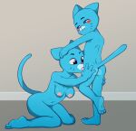  1boy 1girl 2020 3_toes age_difference anthro anthro_on_anthro anthro_penetrated anthro_penetrating anthro_penetrating_anthro areola ass black_eyes blue_body blue_breasts blue_butt blue_ears blue_fur blue_tail bodily_fluids breasts cartoon_network domestic_cat eldiman eyes_mostly_closed felid feline felis female female_penetrated fur furry genitals gumball_watterson hand_on_butt hand_on_head high_res incest kneel male male/female male_penetrating male_penetrating_female mammal milf monotone_ears monotone_tail mother_&amp;_son mother_and_child narrowed_eyes navel nicole_watterson nipples nude older_female older_penetrated on_one_leg oral oral_penetration parent parent_and_child penetration penile penile_penetration penis pink_areolae pink_nipples pink_penis saliva soles son standing the_amazing_world_of_gumball toes younger_male 