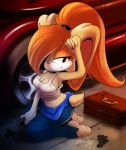  alternate_hairstyle anthro ass breasts cleavage cream_the_rabbit furry jeans looking_back sonic_(series) 