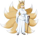  artwithmoira blonde_hair cane corruption_of_champions corruption_of_champions_ii kimono kitsune multiple_tails original_character white_eyes 