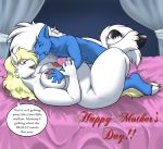 1_female 1_male 1boy 1girl anthro anthro/anthro anthro_equine anthro_horse bed blonde_hair blue_fur breast_grab breasts chubby cute ear_piercing english_text equine female female_anthro female_anthro_horse fur furry hair happy_mother&#039;s_day horse incest indoors kneeling lying male male/female male_anthro male_anthro_horse milf missionary mother mother&#039;s_day mother_&amp;_son mother_and_son nipples nude on_back original parent piercing sex son speech_bubble stallion strider_orion text white_fur