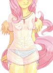  1girl anthro breasts fluttershy friendship_is_magic inkypinky_(artist) my_little_pony nipples panties pink_hair wet_shirt 