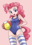  1girl anthro ball beach_ball cute cutie_mark equine female friendship_is_magic horse human humanized looking_at_viewer my_little_pony pinkie_pie plain_background pony shepherd0821 smile socks solo stockings swimsuit 