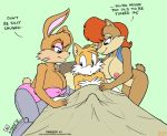  2girls anthro bunnie_rabbot cute furry miles_&quot;tails&quot;_prower sally_acorn sonic text 