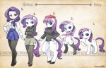 anthro beret blue_eyes breasts chart chart_(mlp) clothing equine female friendship_is_magic garter_belt gem_cutie_mark hat high_res horn human humanized looking_at_viewer my_little_pony my_little_pony_generation_4 pony purple_hair rarity_(mlp) scarf shepherd0821 shirt shoes simple_background skirt solo stockings sweater unicorn white_body