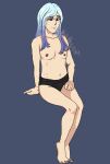  1girl andrea_davenport black_panties blue_hair freckles light_skin solo_female straight_hair the_ghost_and_molly_mcgee 